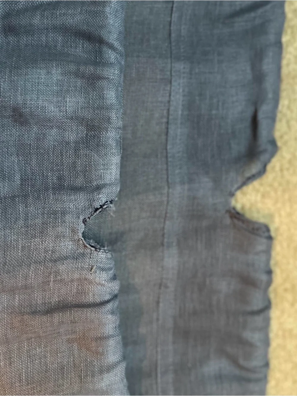 Pottery Barn Blue Linen Sheer Curtains 92” Long Rod Pocket Panels